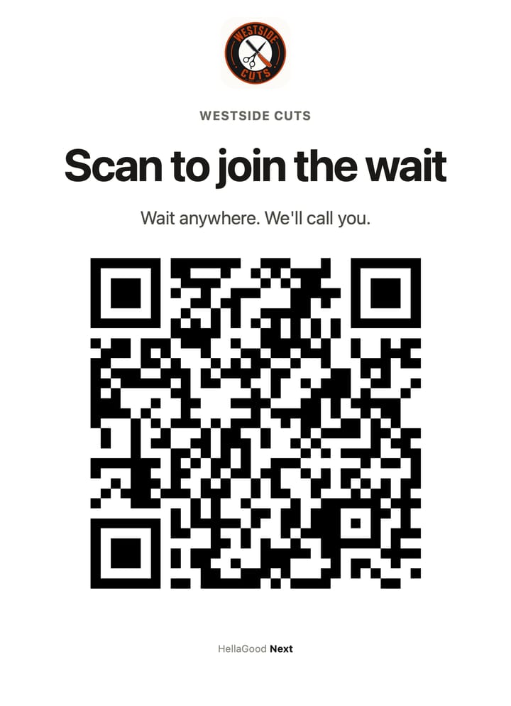 The printed QR sign: Scan to join the wait