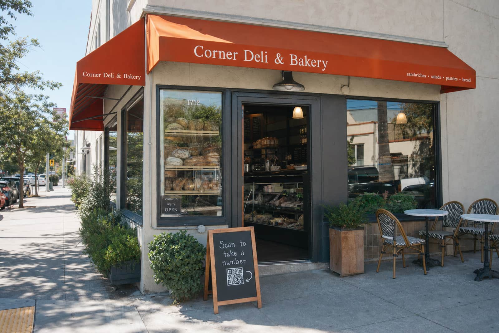 Corner Deli & Bakery, a neighborhood deli with an orange awning