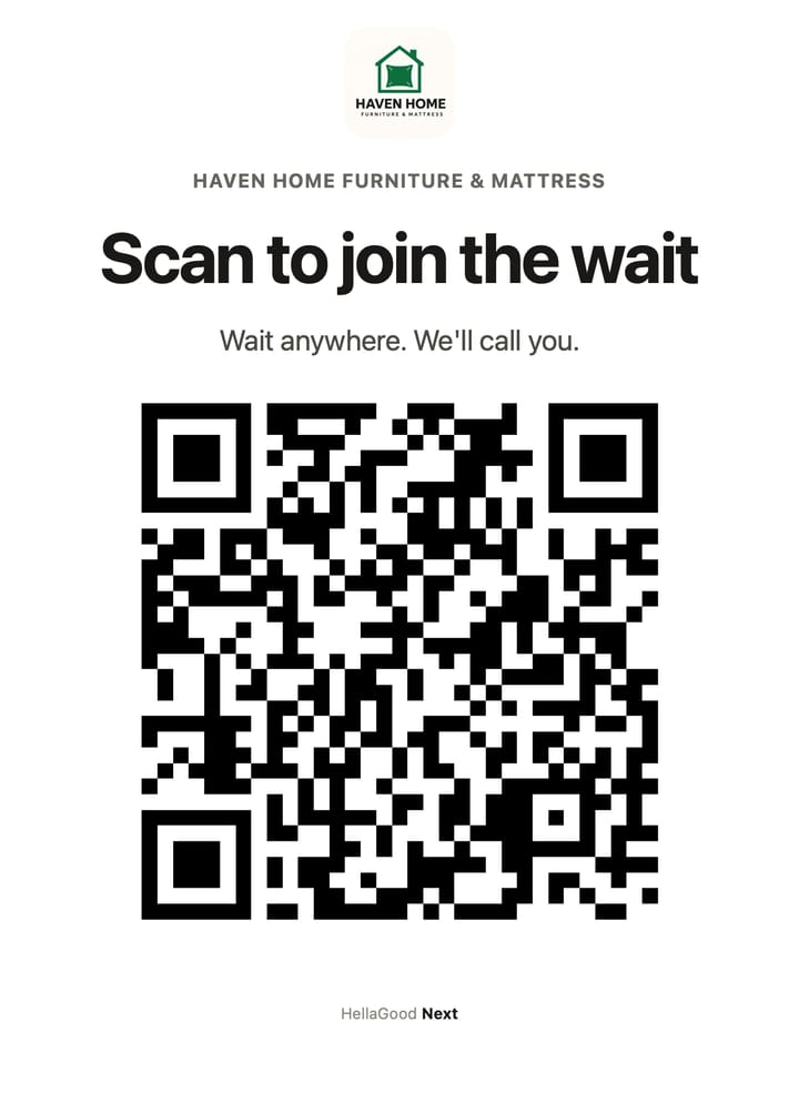 The printed QR sign: Scan to join the wait