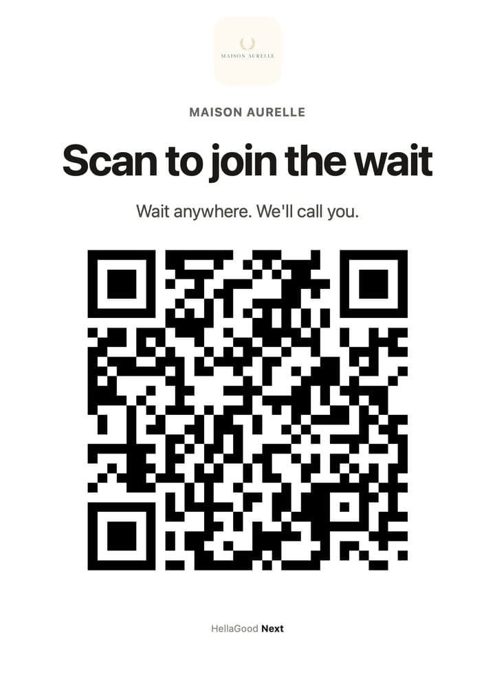 The printed QR sign: Scan to join the wait