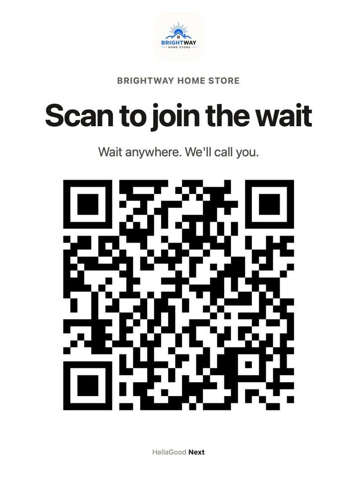 The printed QR sign: Scan to join the wait