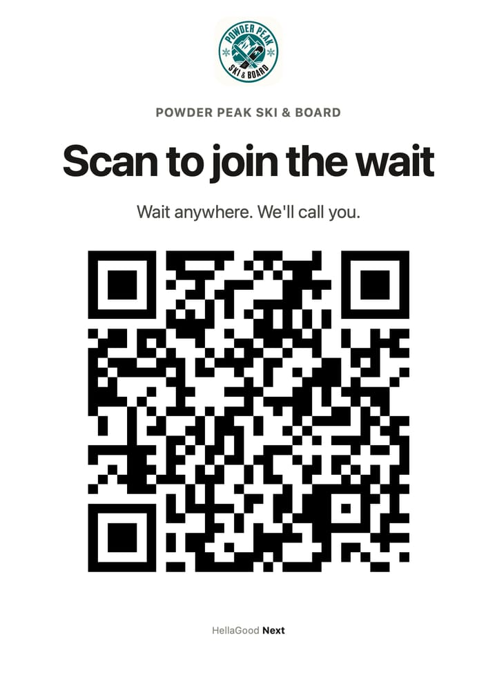 The printed QR sign: Scan to join the wait