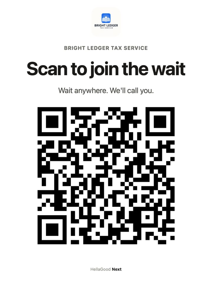 The printed QR sign: Scan to join the wait