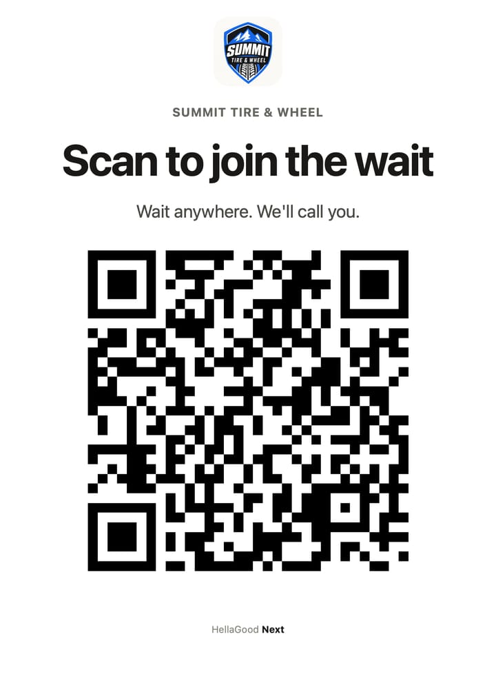 The printed QR sign: Scan to join the wait